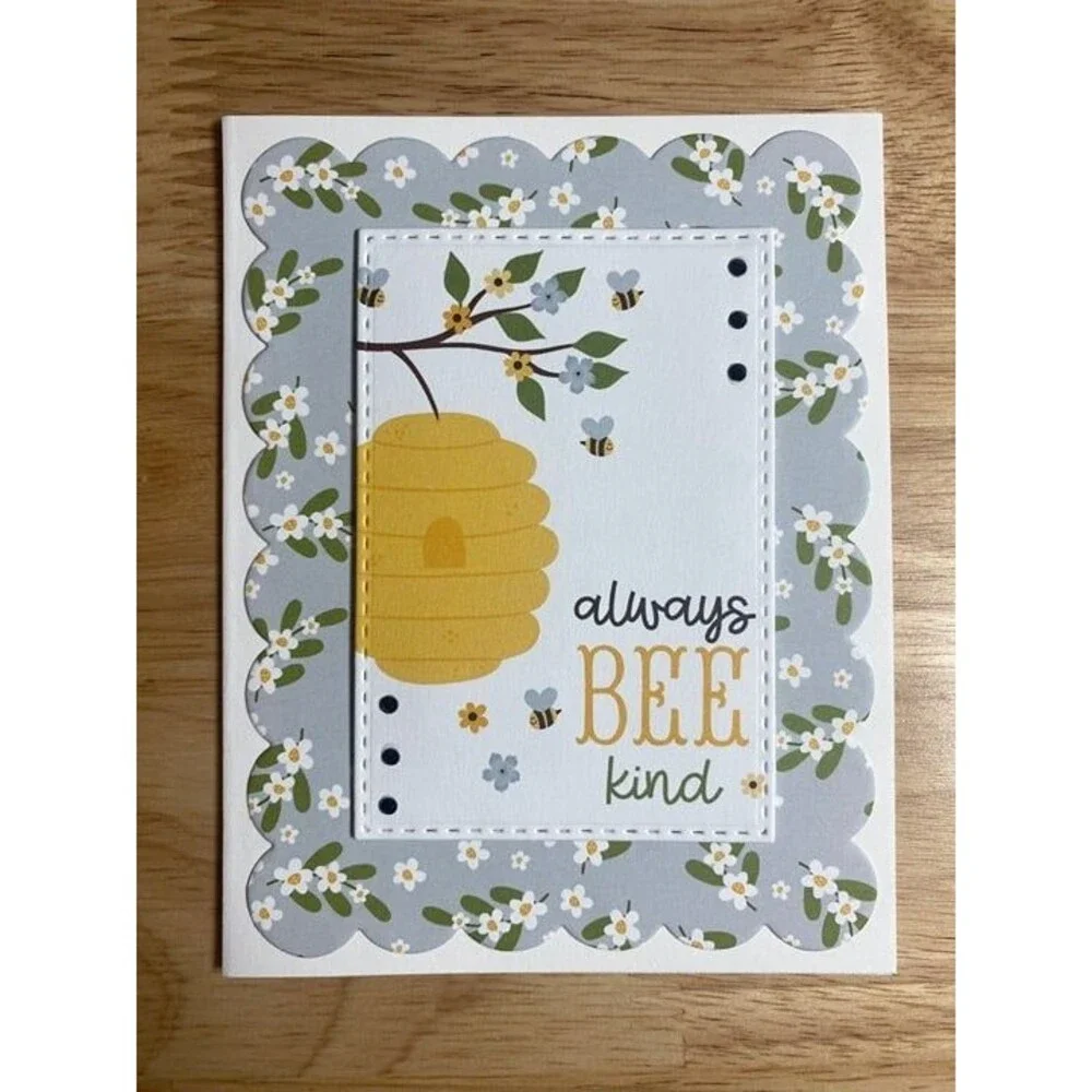 Bee & Honey Greeting Card – Handmade A2 Card – All Occasion Blank Card